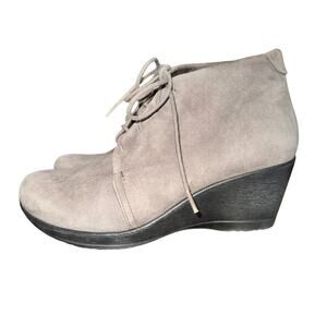 Dansko Renee Ankle Boots Women's Size 7.5 Gray Leather Booties Shoes Lace Up